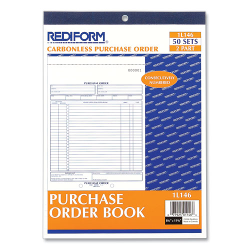 Picture of Purchase Order Book, 17 Lines, Two-Part Carbonless, 8.5 x 11, 50 Forms Total