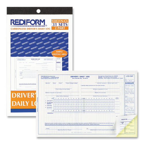 Picture of Driver's Daily Log Book, Two-Part Carbonless, 8.75 x 5.38, 31 Forms Total