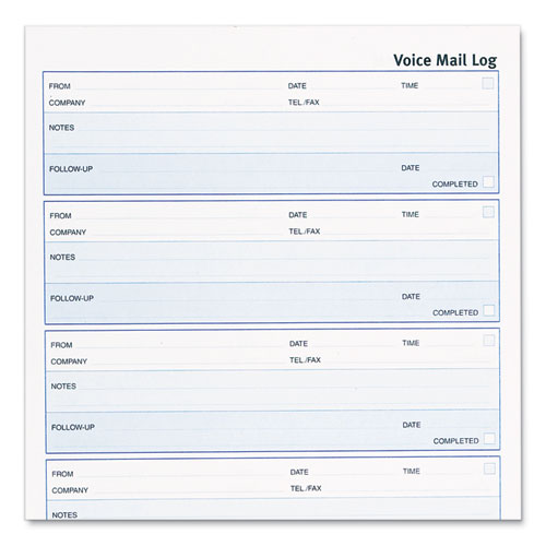 Picture of Follow-up Wirebound Voice Mail Log Book, One-Part (No Copies), 7.5 x 2, 5 Forms/Sheet, 500 Forms Total