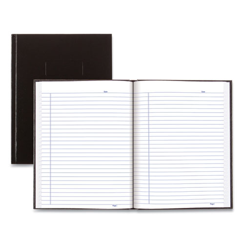 Picture of Business Notebook with Self-Adhesive Labels, 1-Subject, Medium/College Rule, Black Cover, (192) 9.25 x 7.25 Sheets