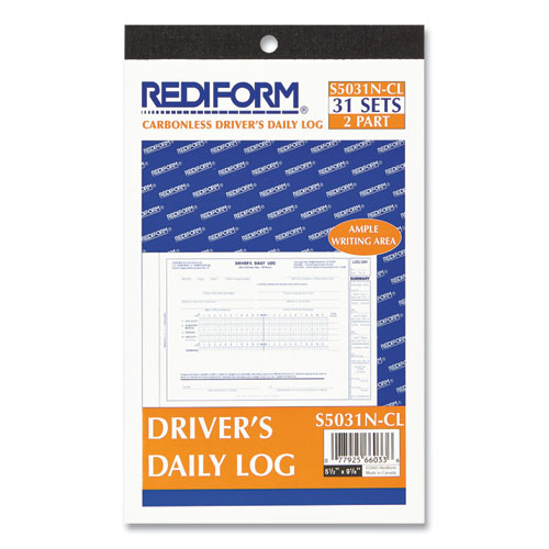 Picture of Driver's Daily Log Book, Two-Part Carbonless, 8.75 x 5.38, 31 Forms Total