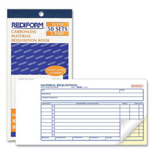 Picture of Material Requisition Book, Two-Part Carbonless, 7.88 x 4.25, 50 Forms Total