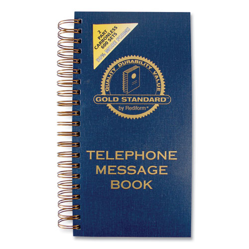 Picture of Wirebound Message Book, Two-Part Carbonless, 5 x 2.75, 4/Page, 600 Forms