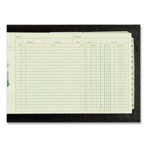 Picture of Four-Ring Ledger Binder Kit with A-Z Index, Black Cover, 8.5 x 5 Debit-Credit-Balance Sheets, 100 Sheets/Book