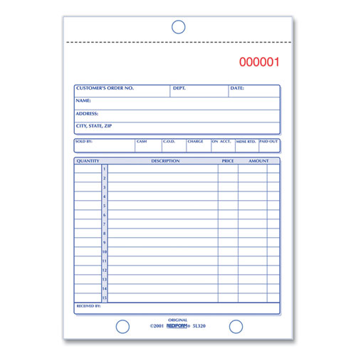 Picture of Sales Book, 15 Lines, Two-Part Carbonless, 5.5 x 7.88, 50 Forms Total