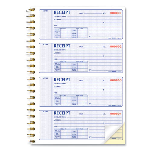 Picture of Gold Standard Money Receipt Book, Two-Part Carbonless, 7 x 2.75, 4 Forms/Sheet, 300 Forms Total