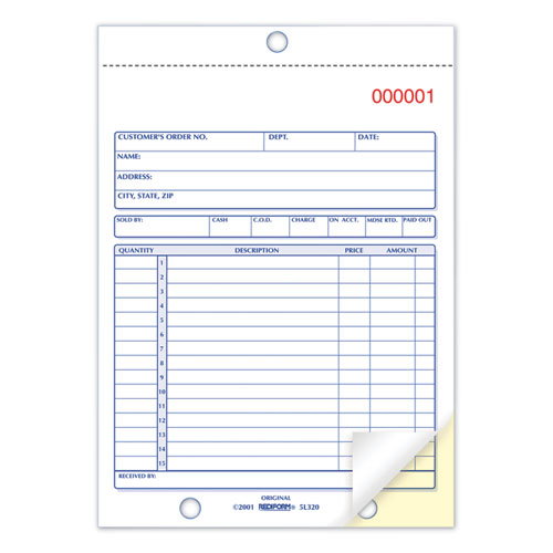 Picture of Sales Book, 15 Lines, Two-Part Carbonless, 5.5 x 7.88, 50 Forms Total