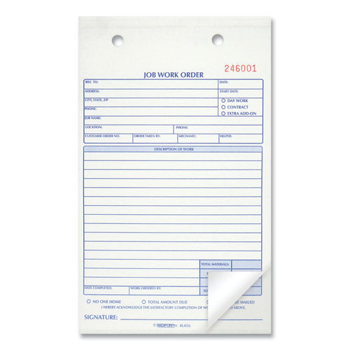 Picture of Job Work Order Book, Two-Part Carbonless, 5.5 x 8.5, 50 Forms Total