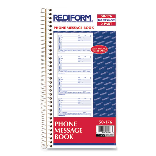 Rediform+Professional+Line+Phone+Message+Books+-+100+Sheet%28s%29+-+Wire+Bound+-+2+PartCarbonless+Copy+-+5.75%26quot%3B+x+11%26quot%3B+Sheet+Size+-+White+-+White+Sheet%28s%29+-+Blue+Print+Color+-+1+Each