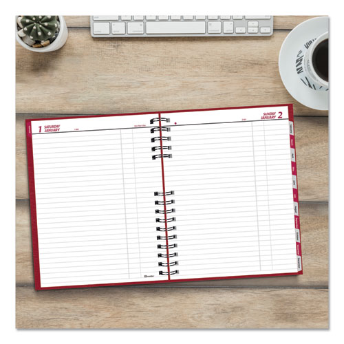 Picture of CoilPro Daily Planner, 10 x 7.88, Red Cover, 12-Month (Jan to Dec): 2025