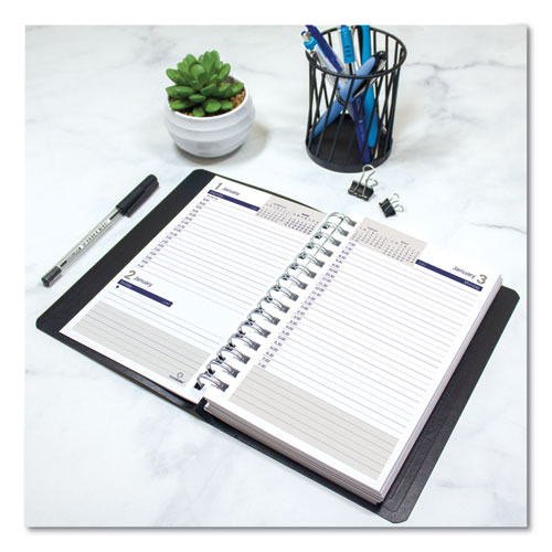 Picture of DuraGlobe Daily Planner, 30-Minute Appointments, 8 x 5, Black Soft Cover, 12-Month (Jan to Dec): 2025