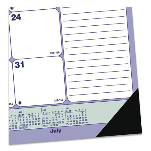 Picture of Academic 13-Month Desk Pad Calendar, 21.25 x 16, White/Blue/Green Sheets, Black Headband, 13-Month (July to July): 2024-2025