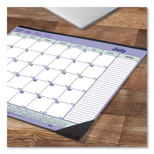 Picture of Academic 13-Month Desk Pad Calendar, 21.25 x 16, White/Blue/Green Sheets, Black Headband, 13-Month (July to July): 2024-2025