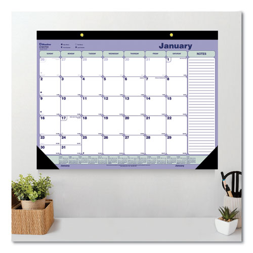 Picture of Monthly Desk Pad Calendar, 21.25 x 16, White/Blue/Green Sheets, Black Binding, Black Corners, 12-Month (Jan to Dec): 2025