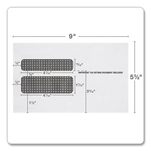 Picture of W-2 Laser Double Window Envelope, Commercial Flap, Gummed Closure, 5.63 x 9, White, 50/Pack