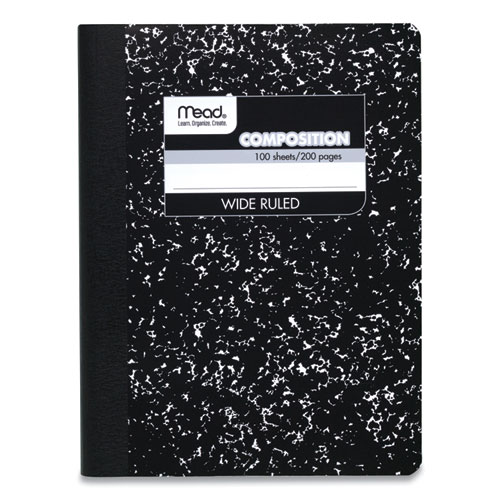 Picture of Square Deal Composition Book, 3-Subject, Wide/Legal Rule, Black Cover, (100) 9.75 x 7.5 Sheets, 12/Pack