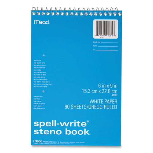 Picture of Spell-Write Wirebound Steno Pad, Gregg Rule, Randomly Assorted Cover Colors, 80 White 6 x 9 Sheets