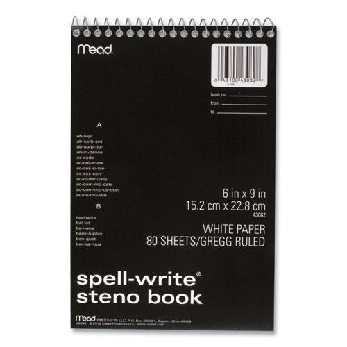 Picture of Spell-Write Wirebound Steno Pad, Gregg Rule, Randomly Assorted Cover Colors, 80 White 6 x 9 Sheets