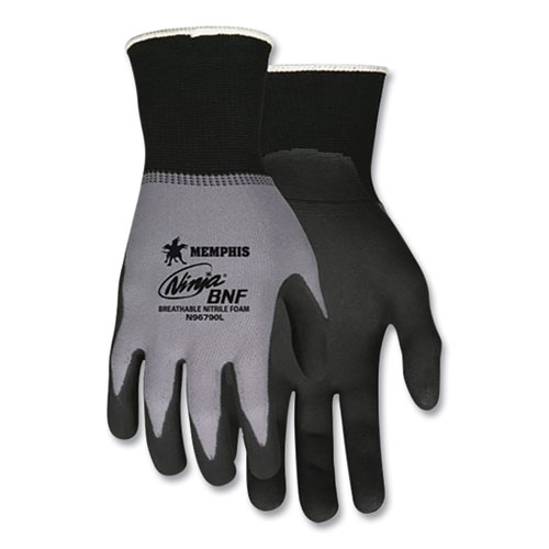 Picture of Ninja Nitrile Coating Nylon/Spandex Gloves, Black/Gray, Large, Dozen