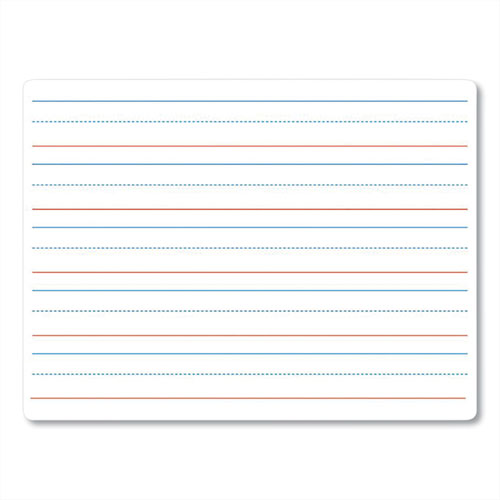 Picture of Two-Sided Red and Blue Ruled Lap-Size Dry Erase Board, 12 x 9, Ruled White Front Surface, Unruled White Back Surface