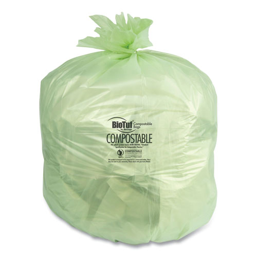 Biotuf+Compostable+Can+Liners%2C+30+gal%2C+1+mil%2C+28%26quot%3B+x+45%26quot%3B%2C+Green%2C+25+Bags%2FRoll%2C+5+Rolls%2FCarton