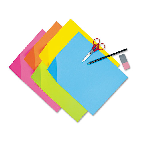 Picture of Colorwave Super Bright Tagboard, 9 x 12, Blue, Orange, Yellow, 100 Sheets/Pack