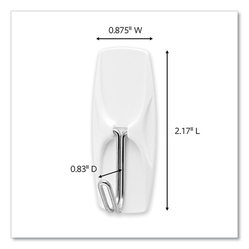 Picture of General Purpose Wire Hooks, Medium, Metal, White, 2 lb Capacity, 13 Hooks and 16 Strips/Pack