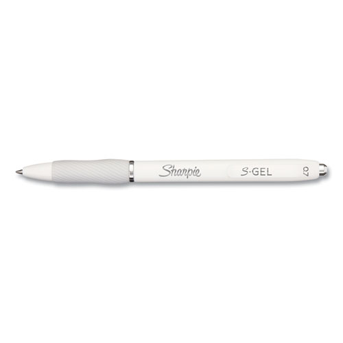 Picture of S-Gel Fashion Barrel Gel Pen, Retractable, Medium 0.7 mm, Black Ink, Pearl White Barrel, 4/Pack