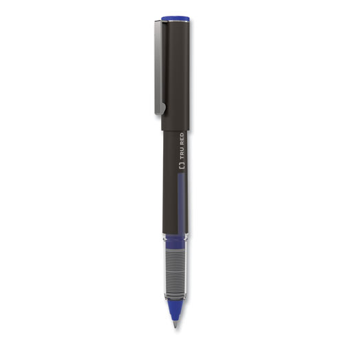 Picture of Rollerball Pen, Stick, Fine 0.5 mm, Blue Ink, Black/Blue/Clear Barrel, 3/Pack