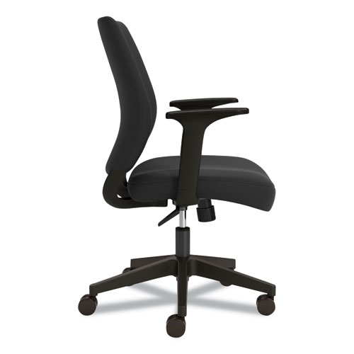 Picture of Essentials Fabric Task Chair with Arms, Supports Up to 275 lb, Black Seat/Back, Black Base