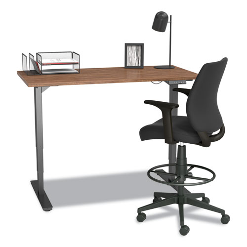 Picture of Essentials Fabric Drafting Stool with Arms, Supports Up to 275 lb, Black Seat/Back, Black Base