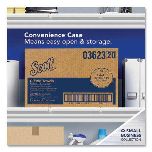 Picture of Essential C-Fold Towels for Business, Convenience Pack, 1-Ply, 10.13 x 13.15, White, 200/Pack, 9 Packs/Carton