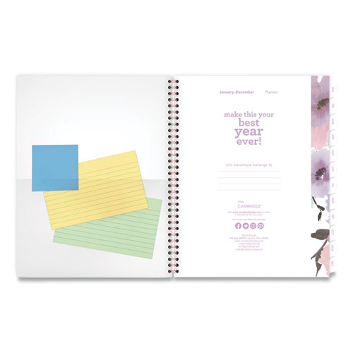 Picture of Mina Weekly/Monthly Planner, Floral Artwork, 11 x 8.5, White/Violet/Peach Cover, 12-Month (Jan to Dec): 2025