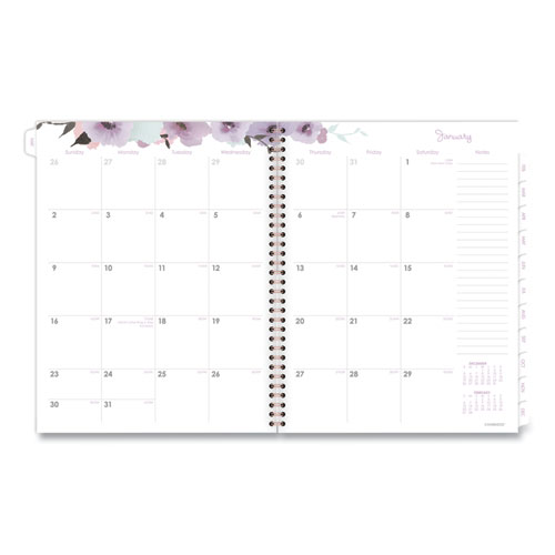 Picture of Mina Weekly/Monthly Planner, Floral Artwork, 11 x 8.5, White/Violet/Peach Cover, 12-Month (Jan to Dec): 2025