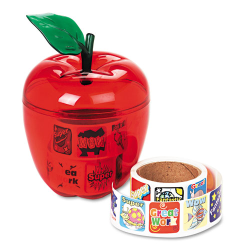 Picture of Stickers in Plastic Apple, Reward, Assorted Colors, 600/Pack