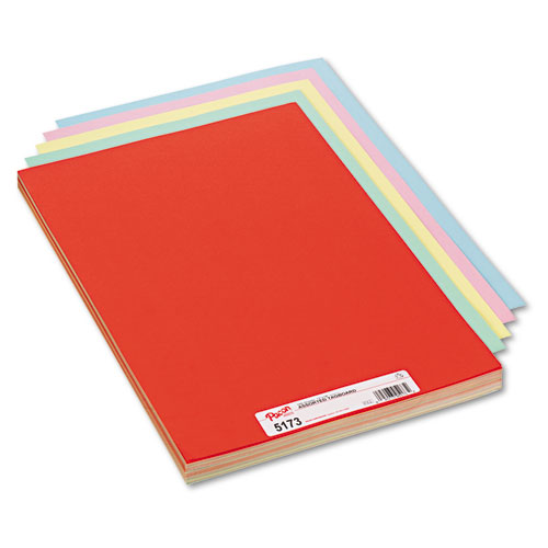 Picture of Assorted Colors Tagboard, 12 x 18, Blue, Canary, Green, Orange, Pink, 100/Pack