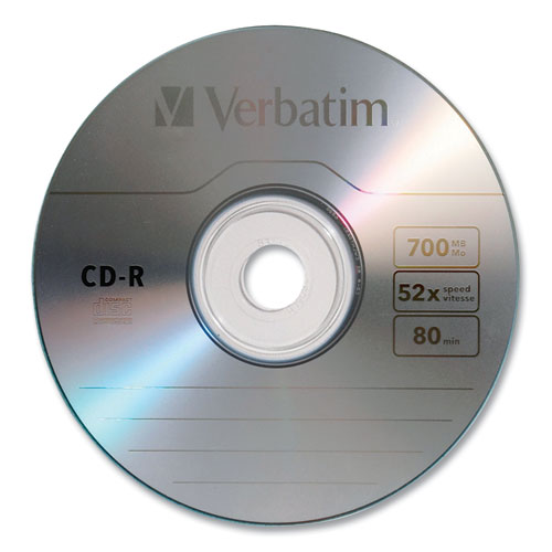 Picture of CD-R Recordable Disc, 700 MB/80 min, 52x, Slim Jewel Case, Silver, 10/Pack