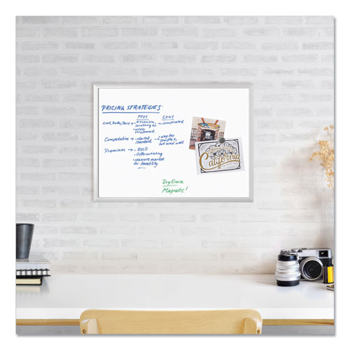 Picture of Magnetic Dry Erase Board with Aluminum Frame, 24" x 18" (Actual Size: 23" x 17"), White Surface, Satin Aluminum Frame