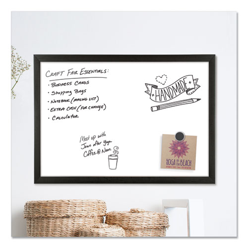 Picture of Magnetic Dry Erase Board with Wood Frame, 24" x 18" (Actual Size: 23" x 17"), White Surface, Black Wood Frame