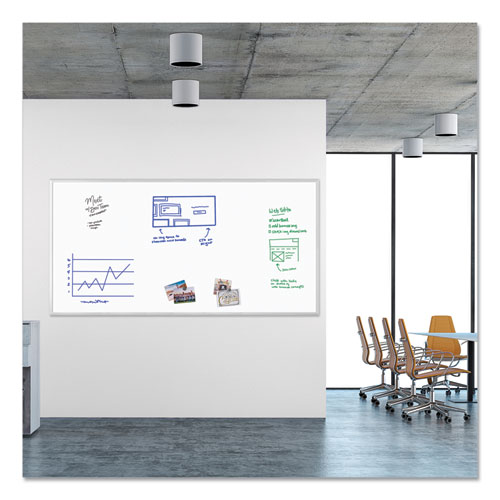 Picture of Magnetic Dry Erase Board with Aluminum Frame, (Actual Size: 95" x 47"), White Surface, Satin Aluminum Frame