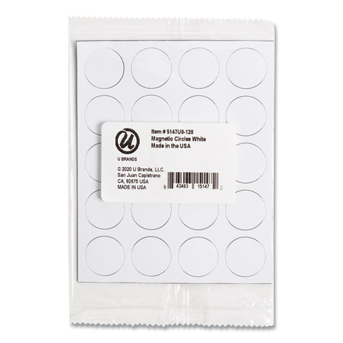 Picture of Heavy-Duty Board Magnets, Circles, White, 0.75" Diameter, 20/Pack