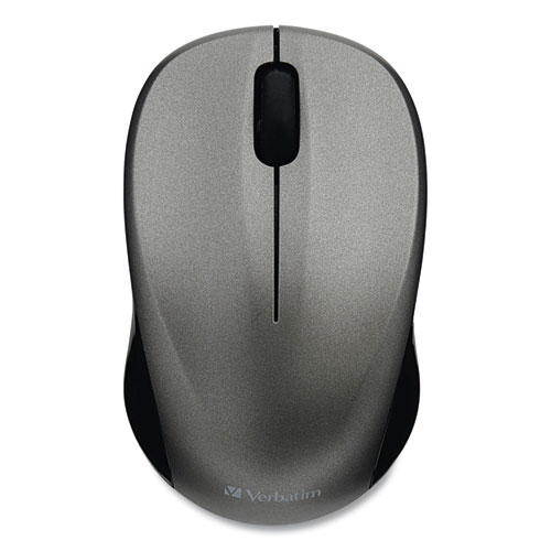 Picture of Silent Wireless Blue LED Mouse, 2.4 GHz Frequency/32.8 ft Wireless Range, Left/Right Hand Use, Graphite