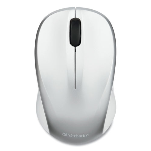 Picture of Silent Wireless Blue LED Mouse, 2.4 GHz Frequency/32.8 ft Wireless Range, Left/Right Hand Use, Silver