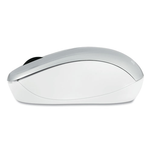 Picture of Silent Wireless Blue LED Mouse, 2.4 GHz Frequency/32.8 ft Wireless Range, Left/Right Hand Use, Silver