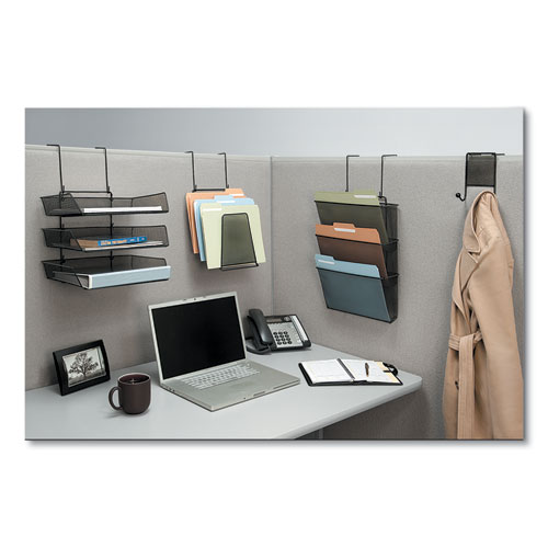 Picture of Mesh Partition Additions Three-Tray Organizer, 11.13 x 14 x 14.75, Over-the-Panel/Wall Mount, Black