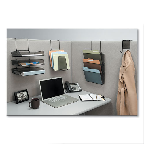 Picture of Mesh Partition Additions Three-File Pocket Organizer, 12.63 x 8.25 x 23.25, Over-the-Panel/Wall Mount, Black
