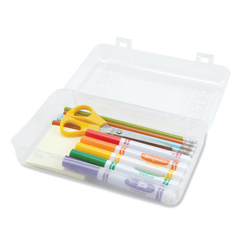 Picture of Gem Polypropylene Pencil Box with Lid, Polypropylene, 8.5 x 5.25 x 2.5, Clear