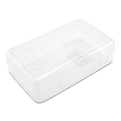 Picture of Gem Polypropylene Pencil Box with Lid, Polypropylene, 8.5 x 5.25 x 2.5, Clear