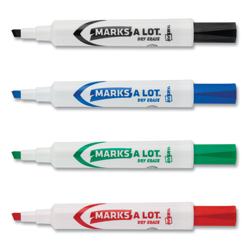 Picture of MARKS A LOT Desk-Style Dry Erase Marker, Broad Chisel Tip, Assorted Colors, 4/Set (24409)