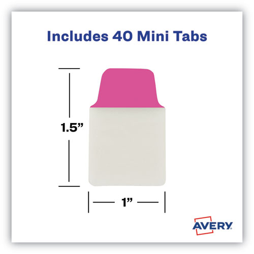 Picture of Ultra Tabs Repositionable Tabs, Mini Tabs: 1" x 1.5", 1/5-Cut, Assorted Neon Colors, 40/Pack